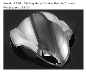 Suzuki Hayabusa GSX-R1300 Chrome Double Bubble Replacement Windshield, '99-'07 - Picture 1 of 4
