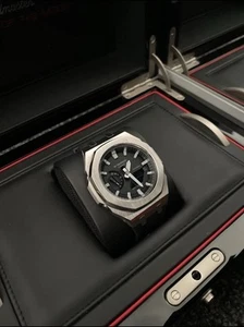 CASIO G-SHOCK GA-2100 CUSTOM CASIOAK MOD STAINLESS STEEL BLACK SILVER - Picture 1 of 6