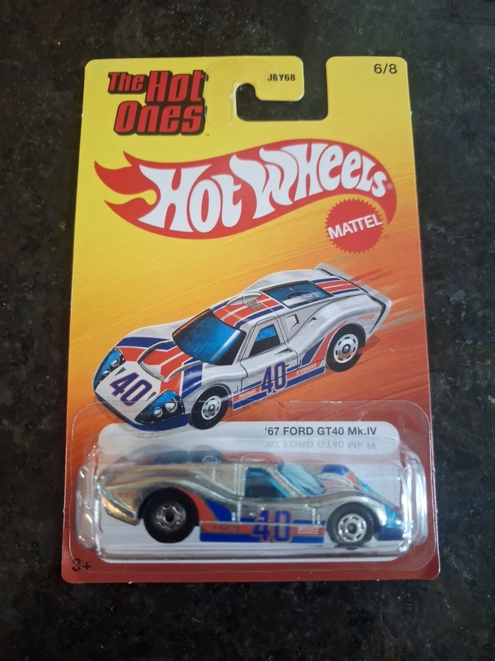 Ford GT40 Mk.IV plateado fundido a presión escala 1:64 #6/8 Hot Wheels The Hot Ones '67 nuevo Foto 1 de 2