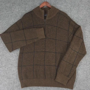 Maglione Castri Vintage Misto Lana Alpaca Quarto Italiano Zip Pullover Marrone - Foto 1 di 15