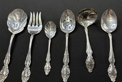 Set of 6 Serving Utensils Oneida 1881 Roger’s Baroque Rose 1967 Silverware - Image 1 of 4