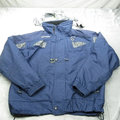 Chaqueta Spyder Para Hombre Grande Azul Impermeable Lona Aislamiento Extraíble Capucha Resistente Foto 1 de 4