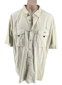Guy Harvey by Bluewater 100% Nylon Mens Button-Up Flap Pockets Beige Shirt XXXL - Picture 1 of 13