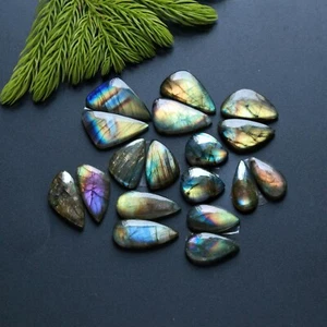 Lote de 9 pares de piedras preciosas cabujón labradorita natural de 163 quilates 26x14-17x13 mm #14833 - Imagen 1 de 8
