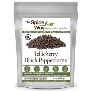 Whole Tellicherry Black Peppercorns - (4 Oz) Can Be Used as a Grinder Refill Bul - Picture 1 of 12