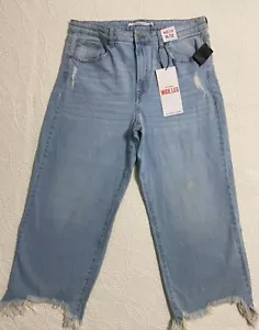 Celebrity rosa Damenjeans Gr. 15/32 blau Hi-Rise breites Bein Distressed neu mit Etikett #2403 - Bild 1 von 8