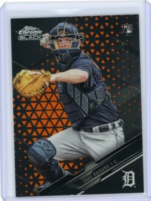 2020 Topps Chrome Black Baseball Orange Refractor Rookie #43 Jake Rogers #15/25 - Image 1 of 2