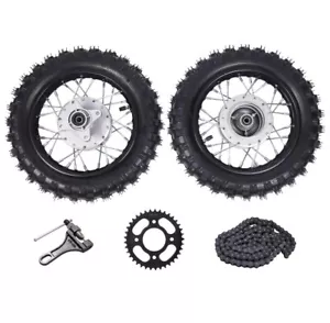 2.50-10 Front & Rear Wheels Rims Tires Assembly, With Chain And Sprocket - Picture 1 of 8