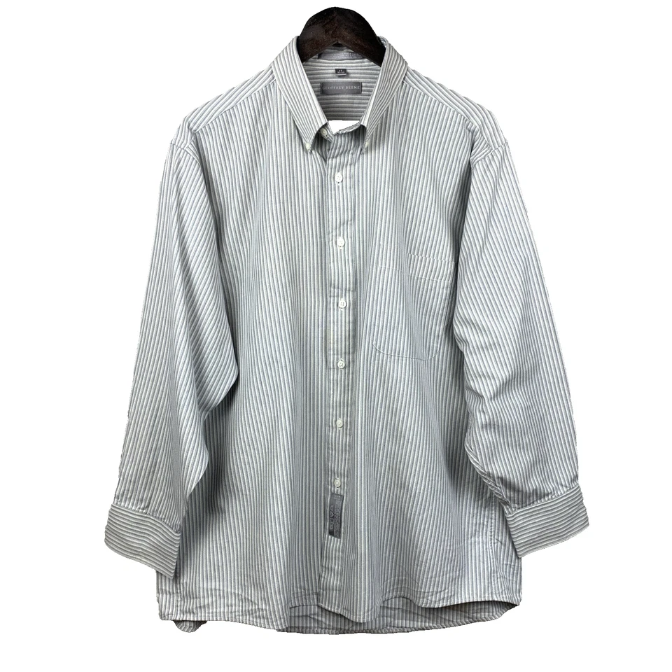 GEOFFREY BEENE Button Down Dress Shirt Men's 17 - 32/33 Gray Striped Corp Church - Image 1 of 4