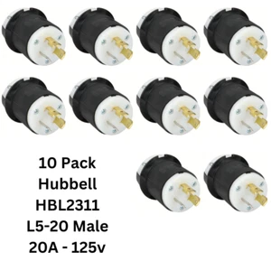 LOTE 10x Hubbell HBL2311 AC Hembra Edison NEMA L5-20P Enchufe 20A 250V Conector - Imagen 1 de 4
