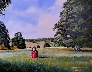 CAMERON ORIGINAL In The Long Grass rural countryside girl cotswolds OIL PAINTING - Picture 1 of 1