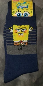 SPONGEBOB SQUAREPANTS MENS NOVELTY CREW SOCKS SZ 10-13 ONE PAIR FREE SHIPPING - Picture 1 of 2