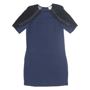 REISS Karlotta Oversized Mujer Vestido Recto Azul Manga Corta Rodilla Largo GB 8 - Imagen 1 de 6