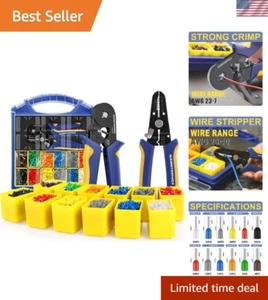 Versatile Wire Crimping Tool Kit - 12 Sizes, 2500 Terminals & Easy Grip Handles - Picture 1 of 8