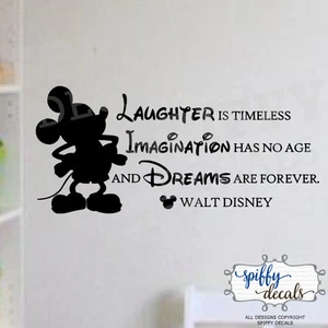 Mickey Mouse Walt Disney Laughter Imagination Dreams Vinyl Wall Decal Decor - Picture 1 of 6