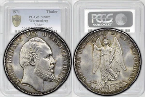 Germany, Wurttemberg, Karl I, Taler 1871, Victory, PCGS MS 65 - Picture 1 of 8