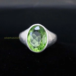 Peridot Men's  Ring 925 Sterling Silver Statement Band Ring All Size  SH58 - Picture 1 of 4