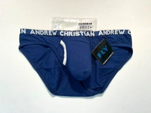 Andrew Christian Calzoncillo de Algodón Mosca Talla XL - Azul Marino/Blanco - Bolsa - Imagen 1 de 11