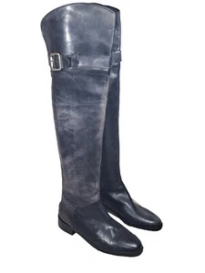 Charles David Reed schwarz abgenutzt Leder Overknee Schnalle Stiefel Größe 5,5 - Bild 1 von 18