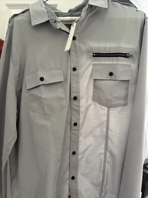 Sovereign Code Shirt Mens L Military Grey  Button Up Collar Long Sleeve - Image 1 of 4