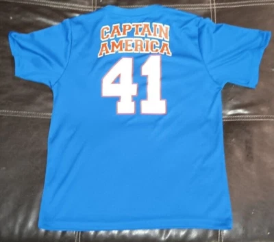 T 恤 Marvel Captain America 41 背面 100% 聚酯纤维 儿童 青少年 XL 码 — 第 1/2 张图片