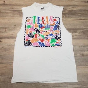 Vintage 90s Texas Chic Graphic T-Shirt Mens L Anvil Sleeveless Tank Gordon White - Picture 1 of 10
