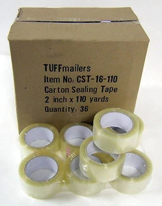 36 rolls TUFF Carton Sealing Packing/Shipping/Box Tape- 1.6 Mil- 2" x 110 Yards - Picture 1 of 1