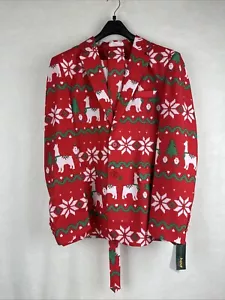 Happy Hour Tipsy Elfen Weihnachten Herren Anzug 3-tlg Set Jacke Hose Krawatte - Bild 1 von 24
