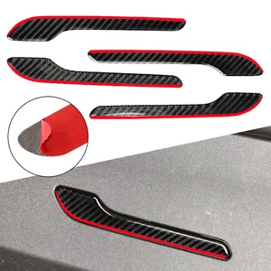 4X Carbon Fiber Door Handle Cover Sticker Decal Accessorie For Tesla Model 3 Y - Picture 1 of 10