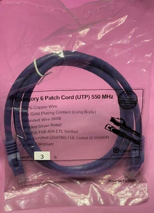 3ft Cat6 Ethernet Patch Cable UTP Strain Relief 550Mhz GearIT Purple - Picture 1 of 2