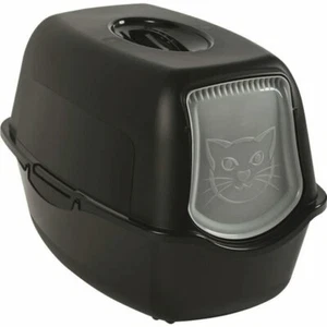 ROTHO Maison de Toilette Bac à litière pour Chat avec Couvercle 39x39x55 cm NOIR - Imagen 1 de 5