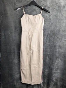 Missiguided ladies size 4 cream dress faux leather bodycon New - Picture 1 of 10