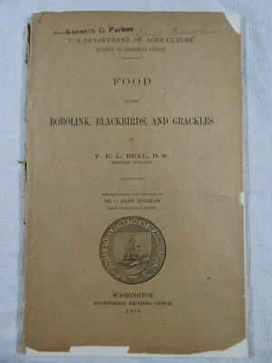 1900 - FOOD of the BOBOLINK BLACKBIRDS & GRACKLES - US Dept Agriculture Booklet - Image 1 of 4