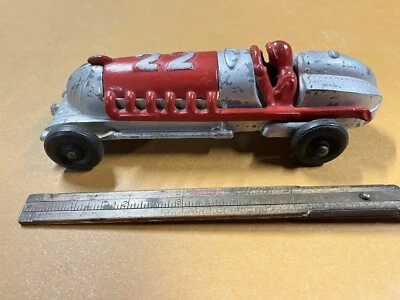 antique hubley cast iron Red 22 race car with rubber wheels Made In The USA - Image 1 of 4