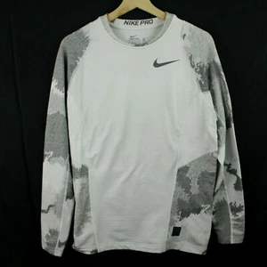 Nike Pro Hyperwarm Mock neck Mens Fitted Shirt size M Long Sleeve white - Picture 1 of 10