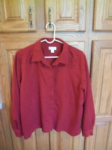 New - Women’s Christopher & Banks Long Sleeve - XL - Scarlet Button Down Blouse - Picture 1 of 9