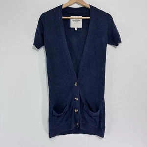 Abercrombie & Fitch Women's Cardigan XS Navy Cotton Blend Button Up Cardigan - Picture 1 of 6
