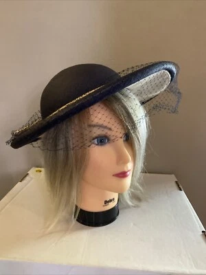 Sombrero Steigers vintage de ala ancha negro blanco debajo de la iglesia de moda de los años 50 NY Foto 1 de 4