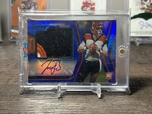 2020 Certified Joe Burrow Freshman Fabric RPA Blue /50 RC Patch Auto Bengals  - Picture 1 of 2