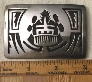 Hopi Silver Overlay Belt Buckle Sterling, Hallmarked - Bild 1 von 13