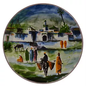Placa decorativa marroquí hecha a mano pintada de pared cerámica española mexicana - Imagen 1 de 4