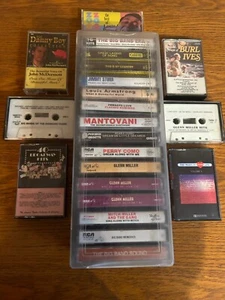 LOT OF 22 VTG CASSETTE TAPES BIG BANDS PLUS MORE & PLASTIC 15 TAPE STORAGE CASE - Picture 1 of 17