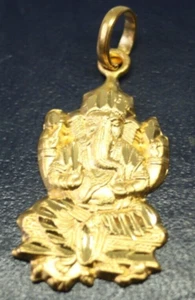 100% Genuine 21K Solid Yellow Gold Lord Ganesha Pendant for Luck & Prosperity - Picture 1 of 9
