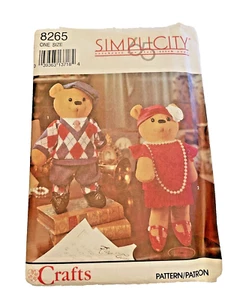 Sewing Pattern Simplicity 8265 One Size Craft Bears Clothes Uncut 1996 - Picture 1 of 3