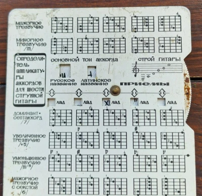 Guía de digitación de acordes soviéticos de colección rara de la URSS para guitarra de seis cuerdas - Imagen 1 de 4