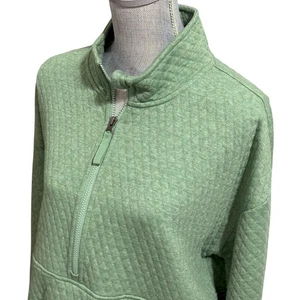 Eddie Bauer Stepppullover mit 1/2 Reißverschluss - Größe XL - hellgrün meliert - Taschen - Bild 1 von 11