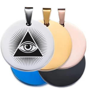 All-Seeing Eye Pet ID Tag – Eye in Triangle Dog Cat Charm, Gold/Silver, 25/35mm - Picture 1 of 7