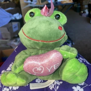 Atico Rana Verde Rosa Love Cuore con Nastro Rosa Fiocco Labbra Bacio 6" - Foto 1 di 11