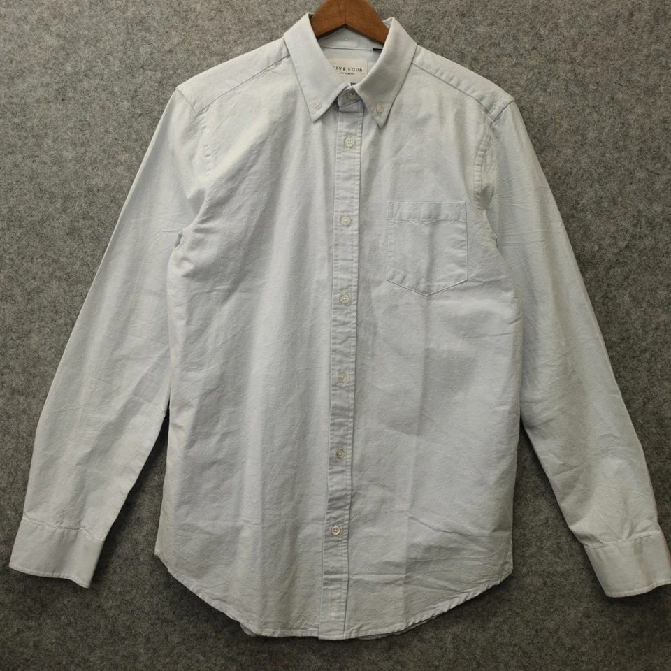 Camisa Oxford Abotonada Para Hombres PEQUEÑA Azul Sólido Luz Carrera Clásica CINCO CUATRO Foto 1 de 4