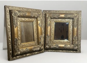 Vintage Gold Ornate Baroque 22 x 20 Deep Wall Mirrors Pair - Picture 1 of 13